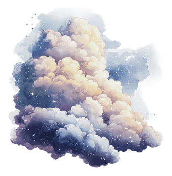 Pastel clouds and sparkling stars png