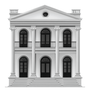 White colonial building with columns png