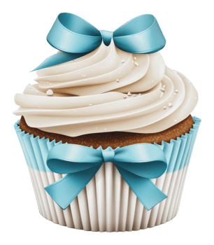 Sunny day cupcake with blue bow png
