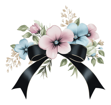 Floral arrangement with black ribbon png
