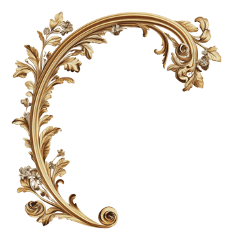 Intricate golden floral frame design png