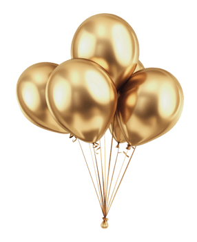 Golden balloons floating in the air png