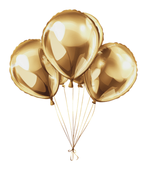 Shiny gold balloons floating in celebration event png