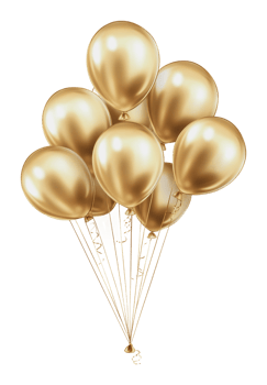 Golden celebration balloons in the air png