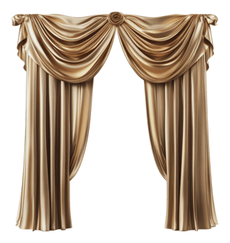 Elegant golden drapes with decorative detail png