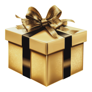 Elegant gold gift box for celebration png