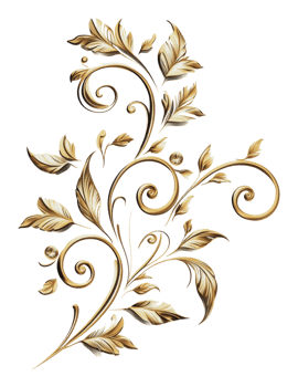 Elegant golden floral design on a white background png