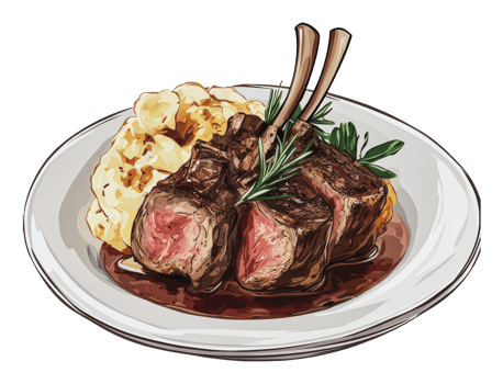 Lamb chops with creamy mashed potatoes png