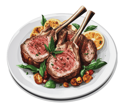 Lamb chops with roasted veggies png