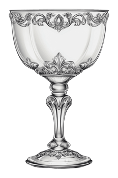 Elegant etched glass goblet for events png