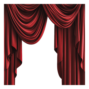 Elegant red curtains draped in a theatrical style png