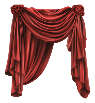 Elegant red drapes with rose decor png