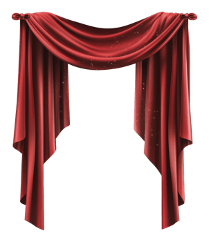 Red velvet drapery hanging elegantly in a theater png