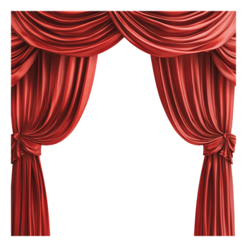 Elegant red curtains draping a theater stage png