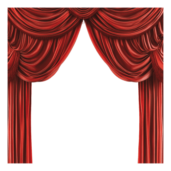 Red velvet curtains frame the stage png