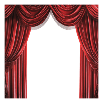 Elegant red curtains draping a theatrical stage png