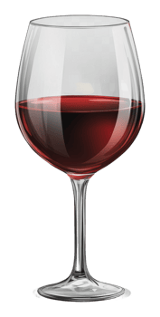 A glass of red wine on display in a cozy setting png
