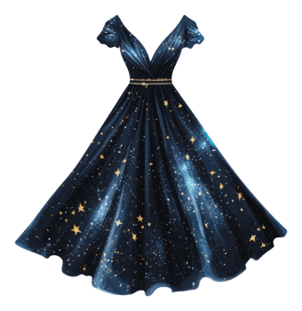 Elegant starry night dress for special occasions png