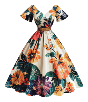 Floral dress on mannequin indoors png