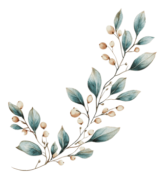 Soft-colored leaves and berries png