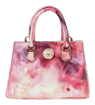 Elegant pink watercolor handbag with simple design png