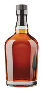 Amber liquid in elegant glass bottle png