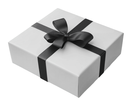 White gift box with black ribbon png