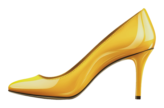Bright yellow stiletto heel seen from the side png