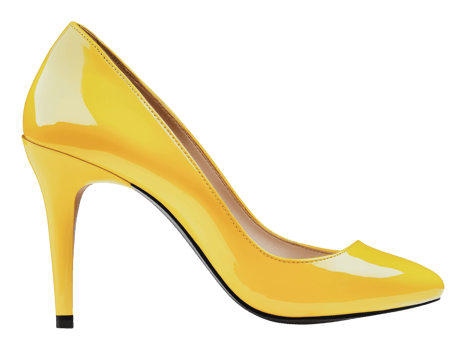Bright yellow high heel shoe on a white background png