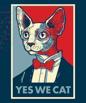 YES WE CAT VINTAGE CARTOON ILLUSTRATION vector