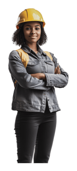 Confident woman in construction gear png
