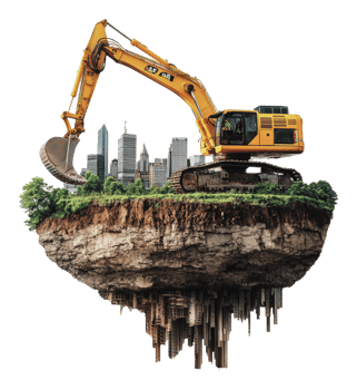 Machinery builds a floating city png