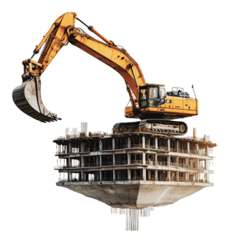 Crane at a floating construction site png