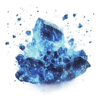 Vibrant blue crystal explosion in a cosmic setting png