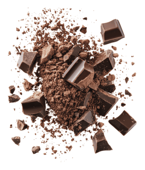 Chopped chocolate and cocoa on white png