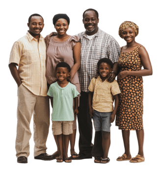 Happy family gathering together in casual clothing png