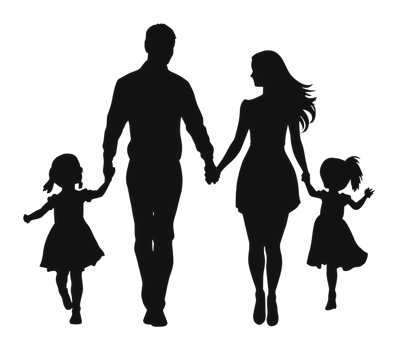 Family walking hand in hand during sunset outdoors png