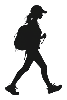 Young woman hiking with backpack during daytime png