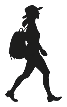 Hiker with backpack in sunny nature png