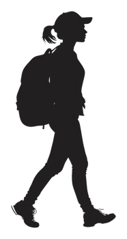 Young woman hiking with backpack on a sunny day png