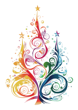 Colorful swirled Christmas tree design png