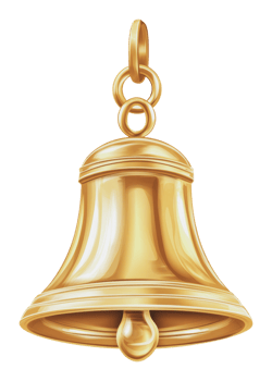 Classic golden bell with shiny finish and details png