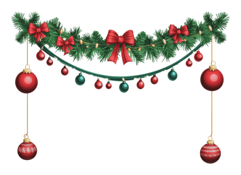 Christmas garland with bows png
