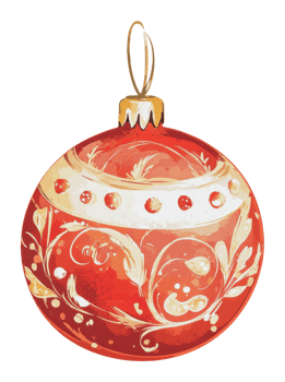 Bright red ornament with intricate gold design png