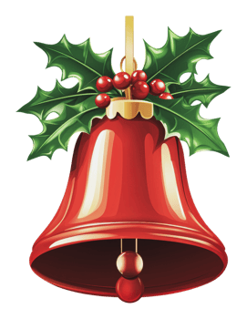 Holiday bell adorned with holly and berries png