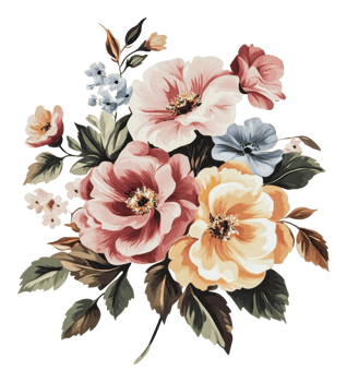 Colorful floral arrangement with various blooms png