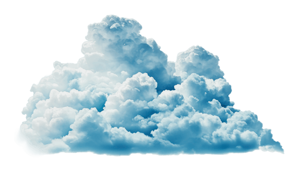 Soft fluffy clouds fill the bright sky png