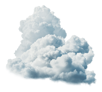 Fluffy cumulus clouds in bright daylight png