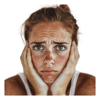 Woman expresses deep concern and distress png