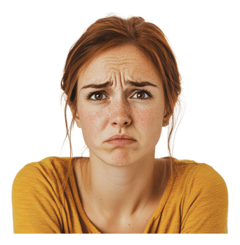 Concerned young woman png
